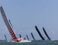 La flotte a bénéficié de vents frais au départ du prologue du Globe40 au large de Lorient.