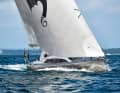 The untreated aluminium will develop a homogeneous grey oxide layer over time, and the sanding marks still visible here will then disappear. The Code Zero is attached to the fixed bowsprit.