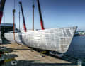Turning the hull in May 2022: The Argentinian designer Germán Frers developed the classic hull lines at the top and modern ones at the bottom