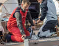 Attached & cancelled: This 2017 test suddenly came to an end. The rudder of the single hull broke during a sun shot under gennaker