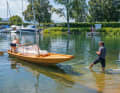 The sailing tiller can be set up and launched in no time at all. This also works with a slip trailer or road trailer.