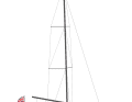 Sportliches Riggkonzept. Der Mast ist aus Kohlefaser gebaut. Die Segeltragezahl mit Fock liegt bei einem hohen Wert von 5,2