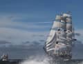 The "Shabab Oman II" takes part in the international windjammer meeting for the first time.
