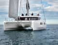 Striking: projecting hull forms create volume where it is needed; the nacelle in between is intended to dampen wave impact, and corrugations in the freeboards break up the large surfaces.