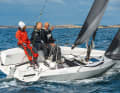 The crew sits securely and can support themselves well. It gets a bit cramped with four people.