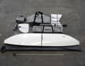 The banana boat in individual parts. The hull becomes flatter when packed, but the length remains the same.