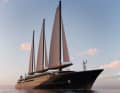 A 3D rendering shows the planned sailing cruise ship.