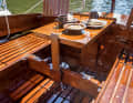 Live in comfort: The large cockpit provides ample living space for four people, and with the cake stand it is a second saloon