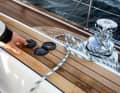 The large sheet winches are located on a platform outside the cockpit coaming. Operation is easy - but only with electric drives.