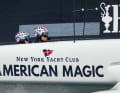 This is how the sailors operate on the new AC40 foils: the helmsman and his trimmer form a pair on each side