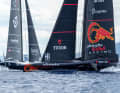 Ein Trainingsduell zwischen Alinghi Red Bull Racing und dem US-Team NYYC American Magic in Barcelona.