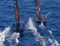 Here the Swiss in a duel with Italy's cup chasers from Team Luna Rossa Prada Pirelli.