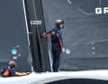 "Le skipper du Britannia, Ben Ainslie, lors de la journée qui a vu son équipe Alinghi battre Red Bull Racing 5 à 2.