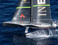 Ineos Britannia presented itself as if unleashed in light winds today