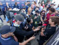 "Taihoro" pilot and skipper Peter Burling during interviews after the Kiwis' Cup victory