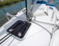 Trimmed: Fun at the cross: the self-tacking jib. On deeper courses, the sail twists up and is ineffective. Then a code zero is needed