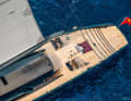 Owner's privilege: A concealed hatch on the starboard side next to the sunbathing area allows you to step out of the owner's galley onto the aft deck. The royal staircase allows for prestigious receptions.