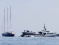 They will be travelling on the sailing yacht "Koru". The 76-metre supply vessel "Abeona" is moored next to her.