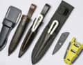 Well protected: To prevent injury when not in use, the fixed-blade test knives are fitted with a protective sheath
