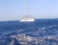 The skipperless yacht was discovered by the Galician coastguard by helicopter