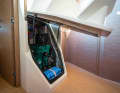 Accessible. The machine is easily accessible from the front and also from the side through maintenance hatches in the aft cabins.