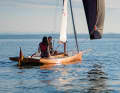 Eye-catcher: A boat for a quick walk in the evening - albeit with a rather colourful dog.