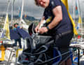 "Sharifa"-Skipper Rasmus Töpsch vor dem Start zu Etappe zwei im Hafen.