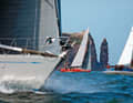 Here the regatta participants sail in front of the Lange Anna, Heligoland's landmark