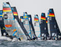The Olympic 49erFX skiffs in the Kiel area, which shows every year at Kiel Week what would also be possible at the Olympic level.