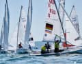 Le immagini mostrano quanto poco vento fosse disponibile nella medal race.