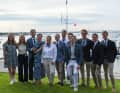 L'equipaggio di "Haspa Hamburg" con la skipper Katrina Westphal (a sinistra) alla cerimonia di addio alle squadre a Newport.