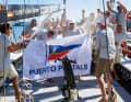 Fête des vainqueurs à bord du "Platoon