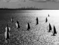 Beautiful in black and white: the six-strong World Championship fleet in the New York World Championship area.