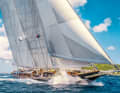 74th Meteor: Gerard Dijkstra and John G. Alden designed the classic schooner with clipper bow and aft overhang. US owner John Risley commissioned Royal Huisman with the construction and John Munford with the interior. In 2019, the gaff schooner went to a new owner after a refit at Huisfit. The asking price was 15 million euros. "Meteor" takes part in large yacht regattas. From 115,000 euros per week.