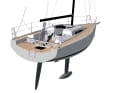 Sheets, halyards, outhaul, tiller: the vital functions are concentrated in front of the Traveller