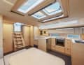 The galley is built into the side of the saloon in a U-shape. There are large work surfaces and numerous storage spaces