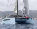 The hulls are extremely narrow, the bow tips are sportily inclined aft at the top