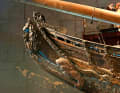 The bowsprit measures a full nine metres. The "Vasa" was built with more than 1,000 logs of oak from Sweden and Poland