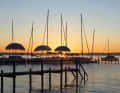 Romantic sunset atmosphere over one of the many small jetties