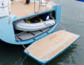 There is space for an inflated dinghy in the rear garage