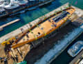 Deck view, still in its reduced state. It is estimated that it will take another three years to build the boat until it is ready to sail
