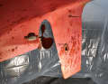 Rudder blade: Check the back and underside of the rudder blade for run-on marks. And check whether moisture is leaking anywhere
