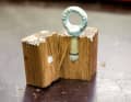 The broken pattern clearly shows the structure of the bond with blind hole, the bond was stronger than the hardwood block