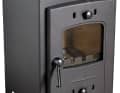 Hamlet Hardy 4: Price: 599 euros; heat output: 4.2 kW; dimensions: 47 x 33 x 33 cm; weight: 35 kg.   Stove made of matt lacquered sheet steel, cast-iron door with viewing window. The combustion chamber is fireclayed. As a result, the heat is emitted more evenly and also stored a little. Heavy
