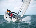 Tighten the sails up to the upwind position. Above all, crank the genoa tightly, the better it will back afterwards