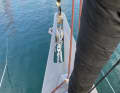 Self-tacking jib attached far forward, in front of the Code Zero