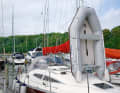 It's quick, but prevents any forward visibility: crosswise in front of the mast