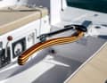 Beautiful steering wood. The moulded tiller is very easy to grip from all positions