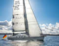 The lines of the aft cockpit yacht are timeless