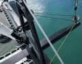 Equipment carrier: Fixed bowsprit with furler for code zero or gennaker, robust Seagull Striker and an anchor roller on the forward beam.